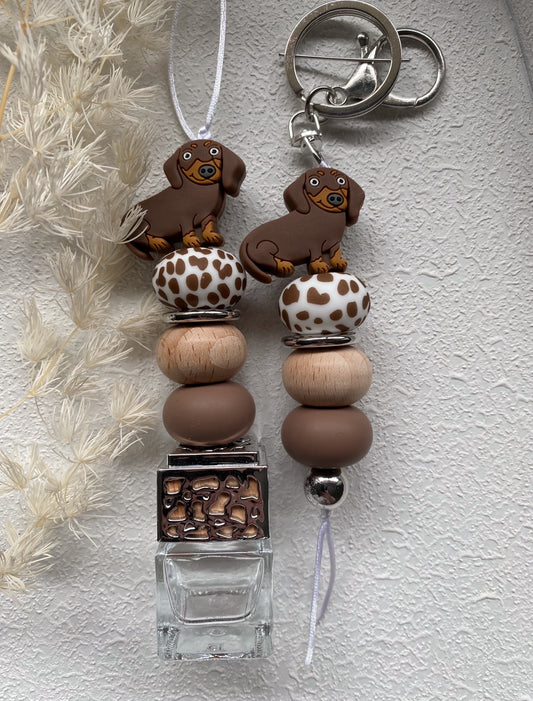 Brown Dachshund Car Diffuser/Keychain